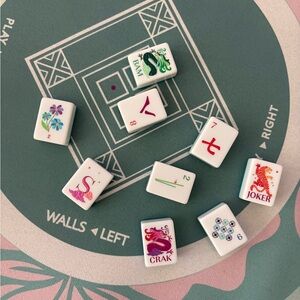 Mahjong Style Tile Set - White Tiles with Multicolor Accents